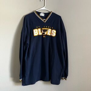 Vintage Lee Sport St. Louis Blues navy blue pullover V-neck sweatshirt jersey XL